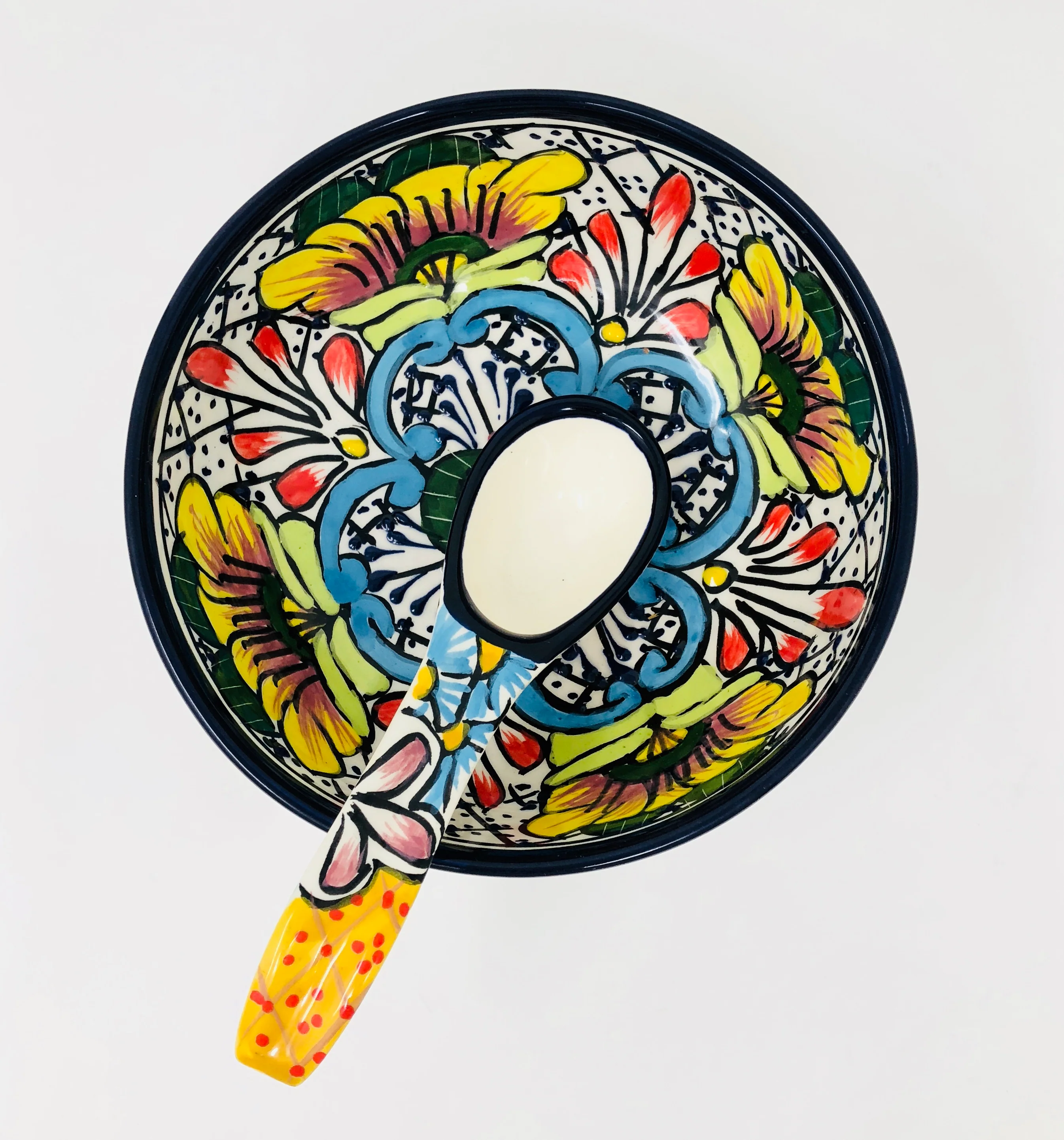 Talavera Molcajete Serving Bowl W/ Spoon