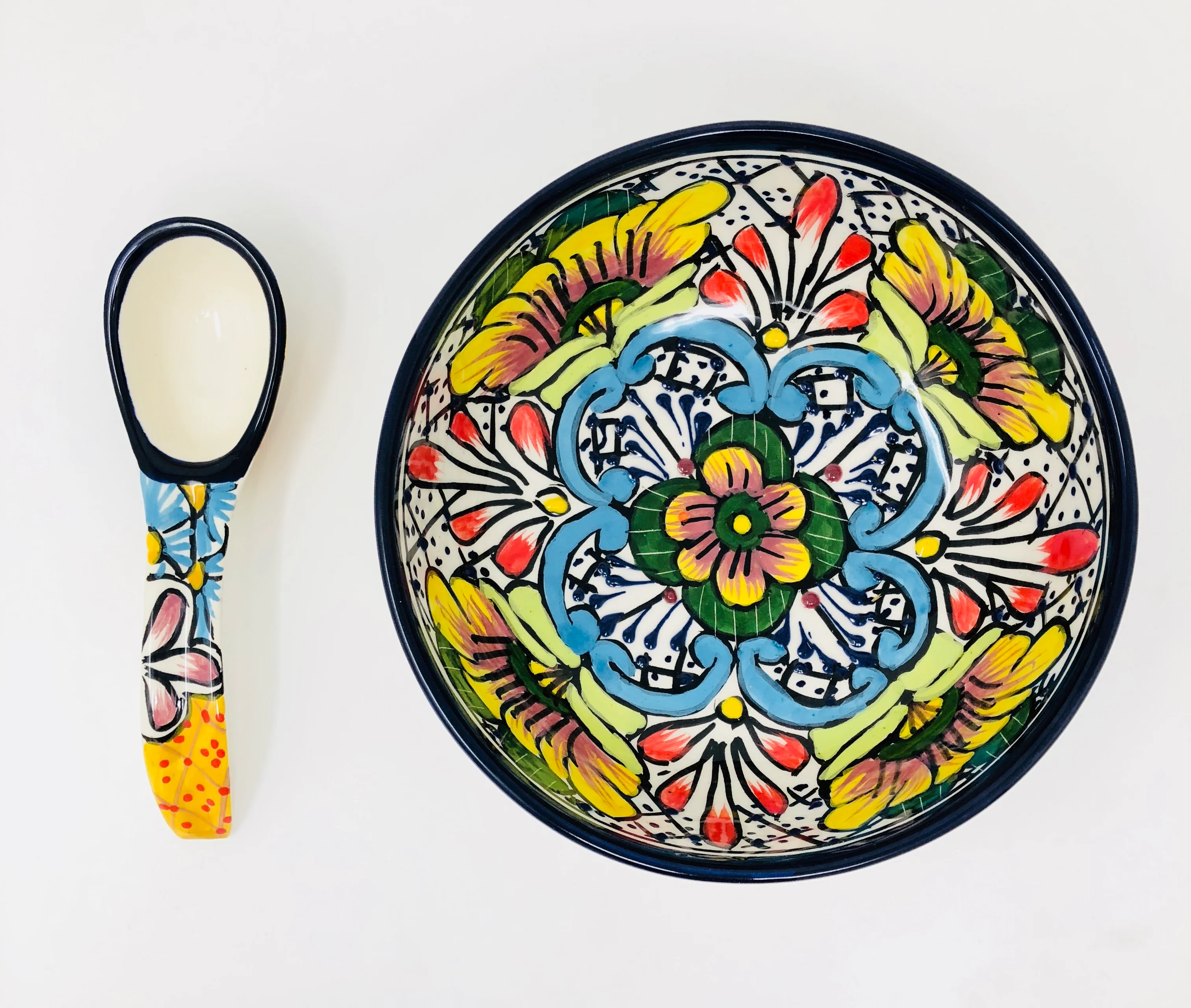 Talavera Molcajete Serving Bowl W/ Spoon - Image 3