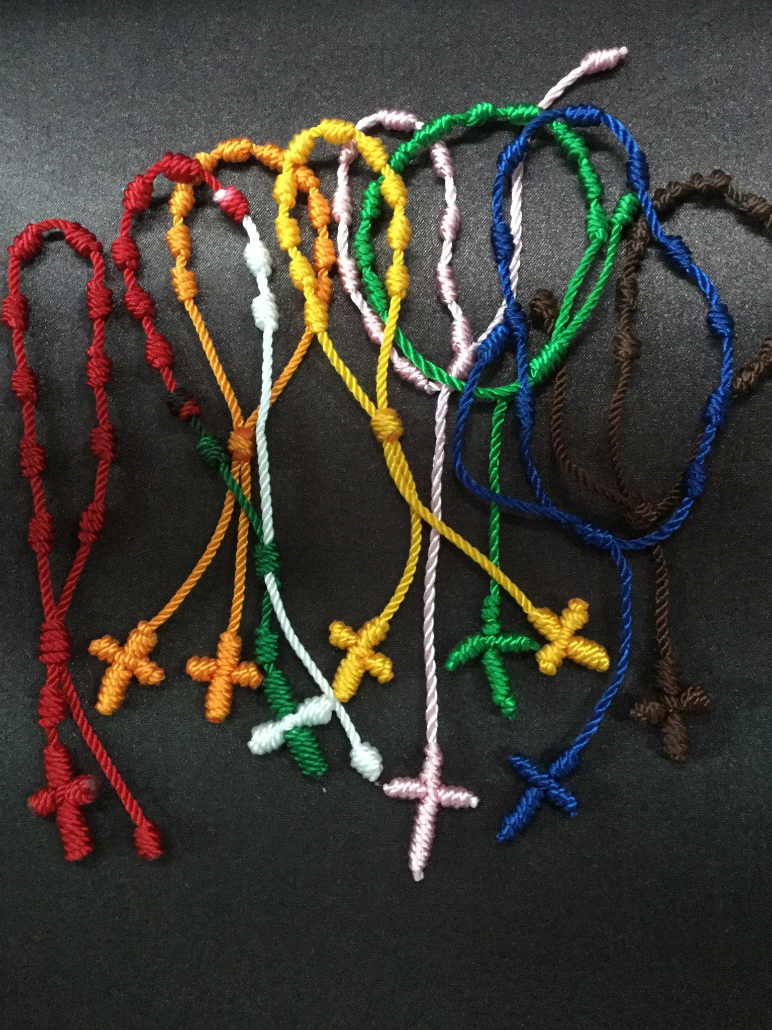 Yarn rosary bracelets